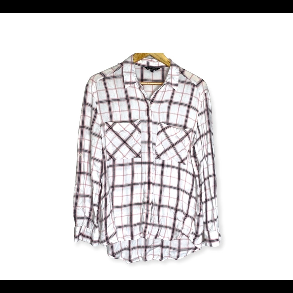 💎 Express | Plaid White Button Down Shirt | Medium